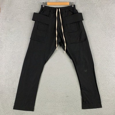 Rick Owens DRKSHDW Mastodon Cargo Pant Unisex XL Black Cotton Taper Utility Slim