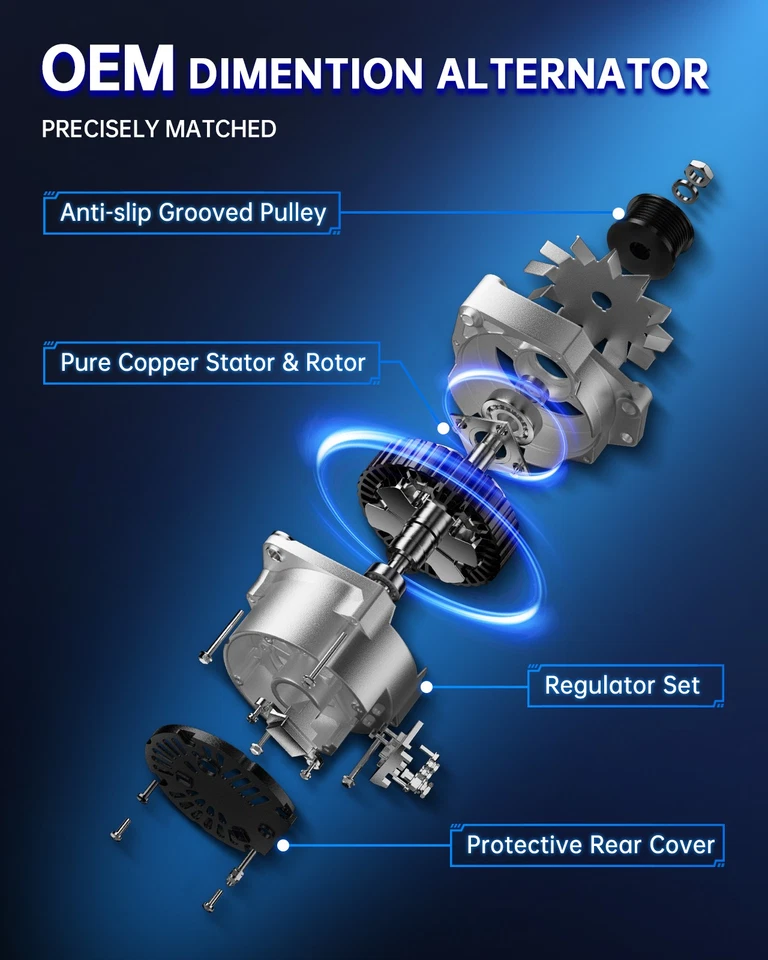 Alternator 81657N6G For 1994 1995 Chevrolet K1500 C1500 4.3L V6 5.7L V8 105 Amp - Image 4 of 4