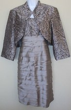 NWOT Genuine R M RICHARDS beige Dress  bolero set with sequin, size 16