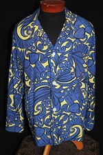 RARE ARABIAN NIGHTS VINTAGE 1940-1950'S VIVID "ENRO" RAYON PRINT PJ SHIRT LG 