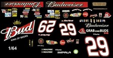 29 Kevin Harvick Black Budweiser 2012 1/64th HO Scale Slot Car Waterslide Decal