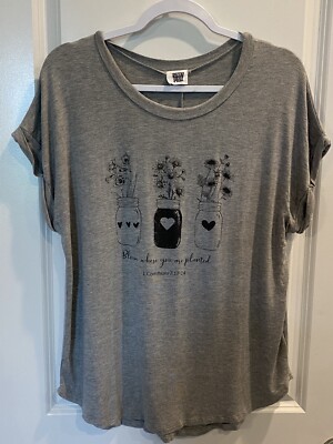 Funky Pink women s L shortsleeve T, Bloom Where You Are Planted, soft & cute
