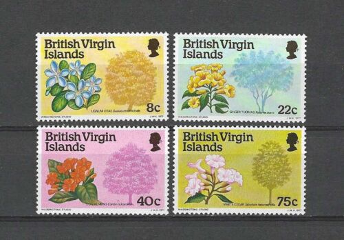 BRITISCHE JUNGFRAUENINSELN, 1978, BLÜHENDE BÄUME, 4ER SET BRIEFMARKEN, PERF, VLH