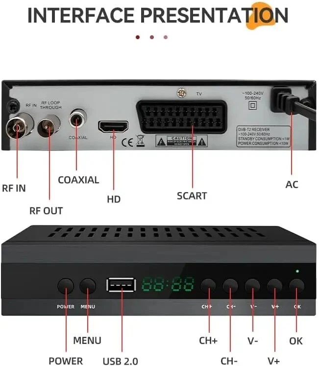 TDT HD DVB T2 SINTONIZADOR CANALES ESPAÑA TV EUROCONECTOR HDMI USB GRABADOR - Imagen 2 de 4