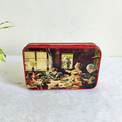 1950s Vintage Family Fütterung Pferd Grafiken Nutrine Süßwaren Dose Box T279