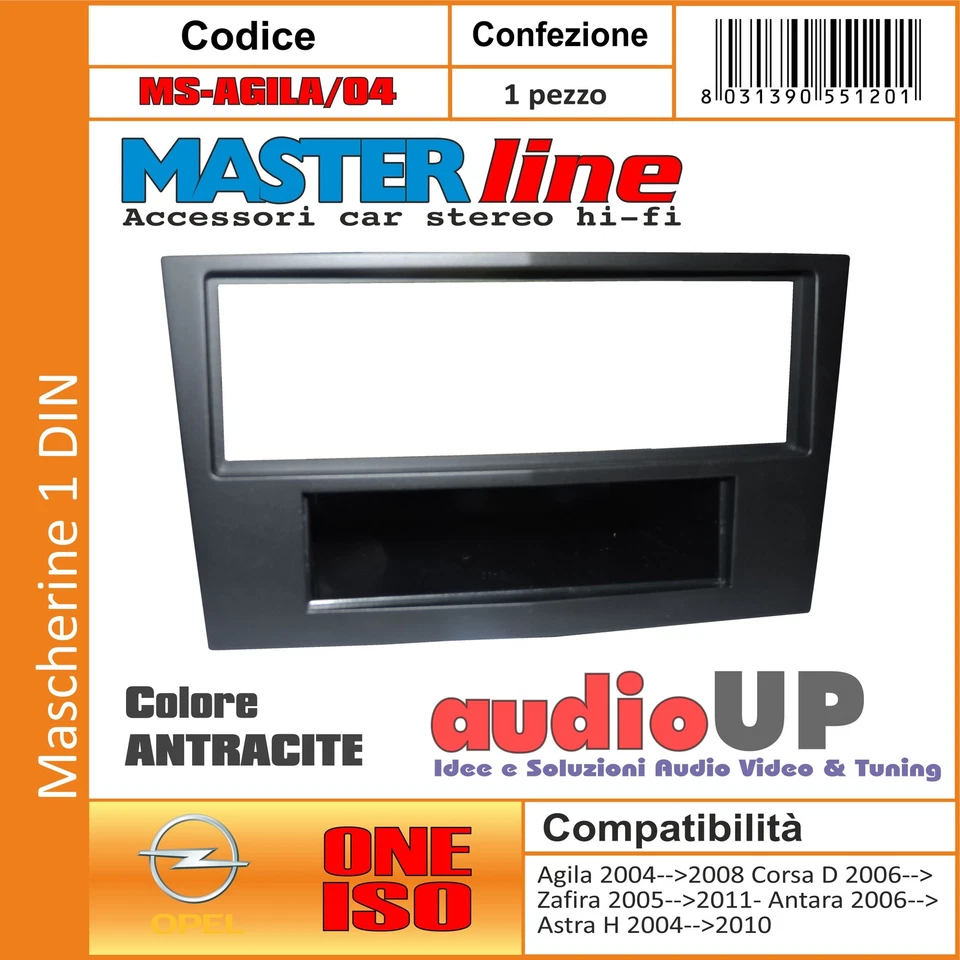 Mascherina Autoradio 1 DIN Opel Astra H 2004-2010 MASTERLINE Antracite - Photo 1/1