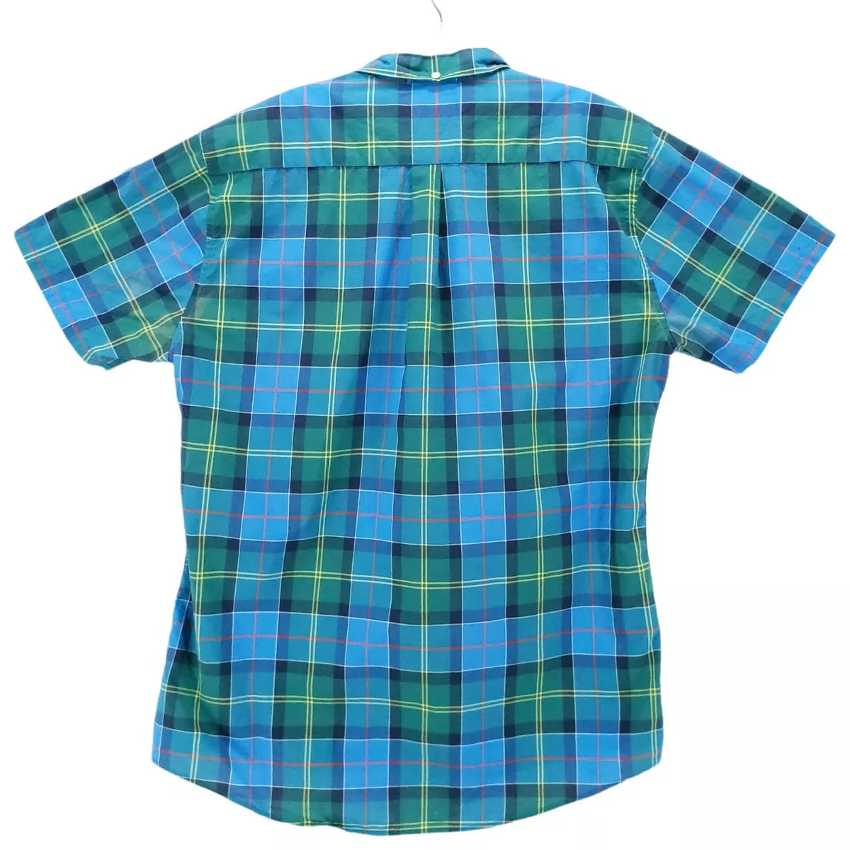 Barbour Toward Shirt Plaid Green Blue Short Sleeve Tailored Fit