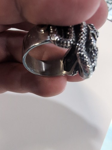 Vtg Sterling 925 Head Skull Gothic Serpent Snake Rider Biker Ring 10 1/2 - Picture 9 of 9
