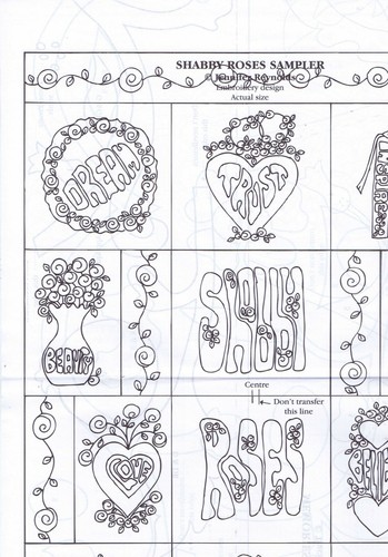 Embroidery Pattern Jennifer Reynolds Shabby Roses Love Hope Dream 23 cm x 35 cm - Picture 6 of 9