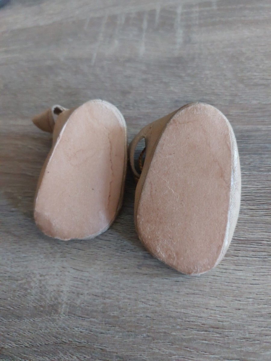 Chaussures En Cuir Pour Poupée Ancienne - Type Jumeau, Sfbj, Bru, Steiner - Taille 7 Cm