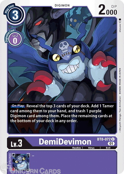 BT8-072 DemiDevimon Uncommon Mint Digimon Card