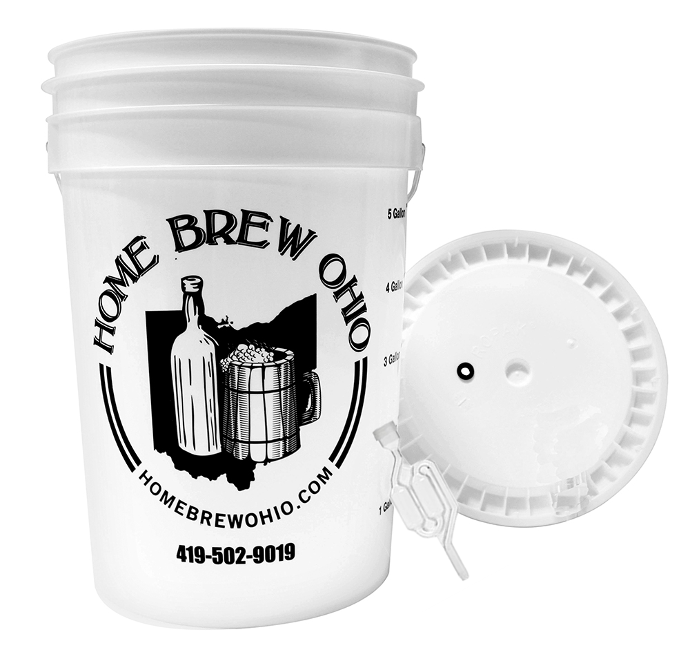 Home Brew Ohio 6.5 Gallon Fermenting Bucket with Grommeted Lid and Twin