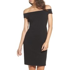 ELIZA J OFF THE SHOULDER BLACK SHEATH DRESS sz 10