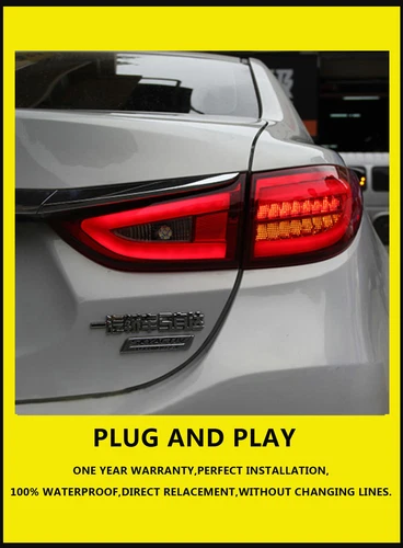 For Mazda 6 2014-2017 Dark LED Tail Lights Brake Trunk Light Sequential Signal - Picture 6 of 14