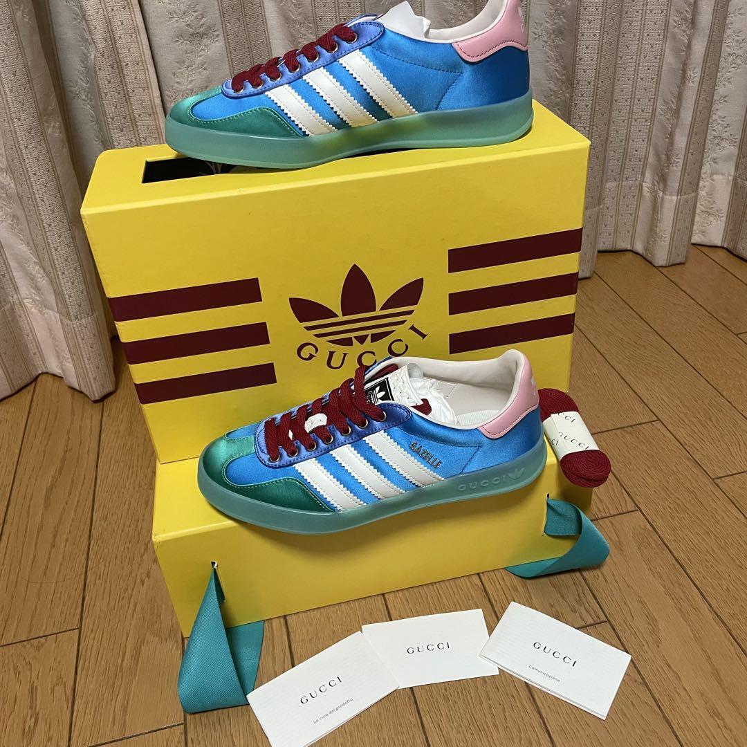 adidas × GUCCI Women's GAZELLE Original Light Blue Sneakers adidas × GUCCI Women's GAZELLE Original Light Blue Sneakers