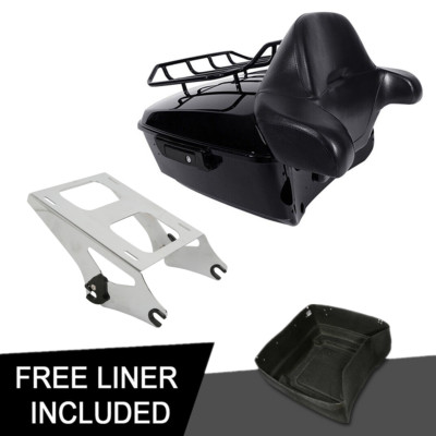 King Pack Trunk Backrest + Mount Rack Fit For Harley TourPak Road King 2014-2023