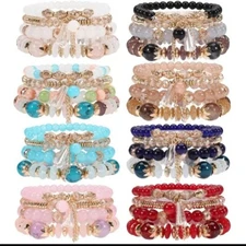 BOHEMIAN STACKABLES BEADED BRACELETS BOHO MULTILAYERED - SET JEWELRY GIFT