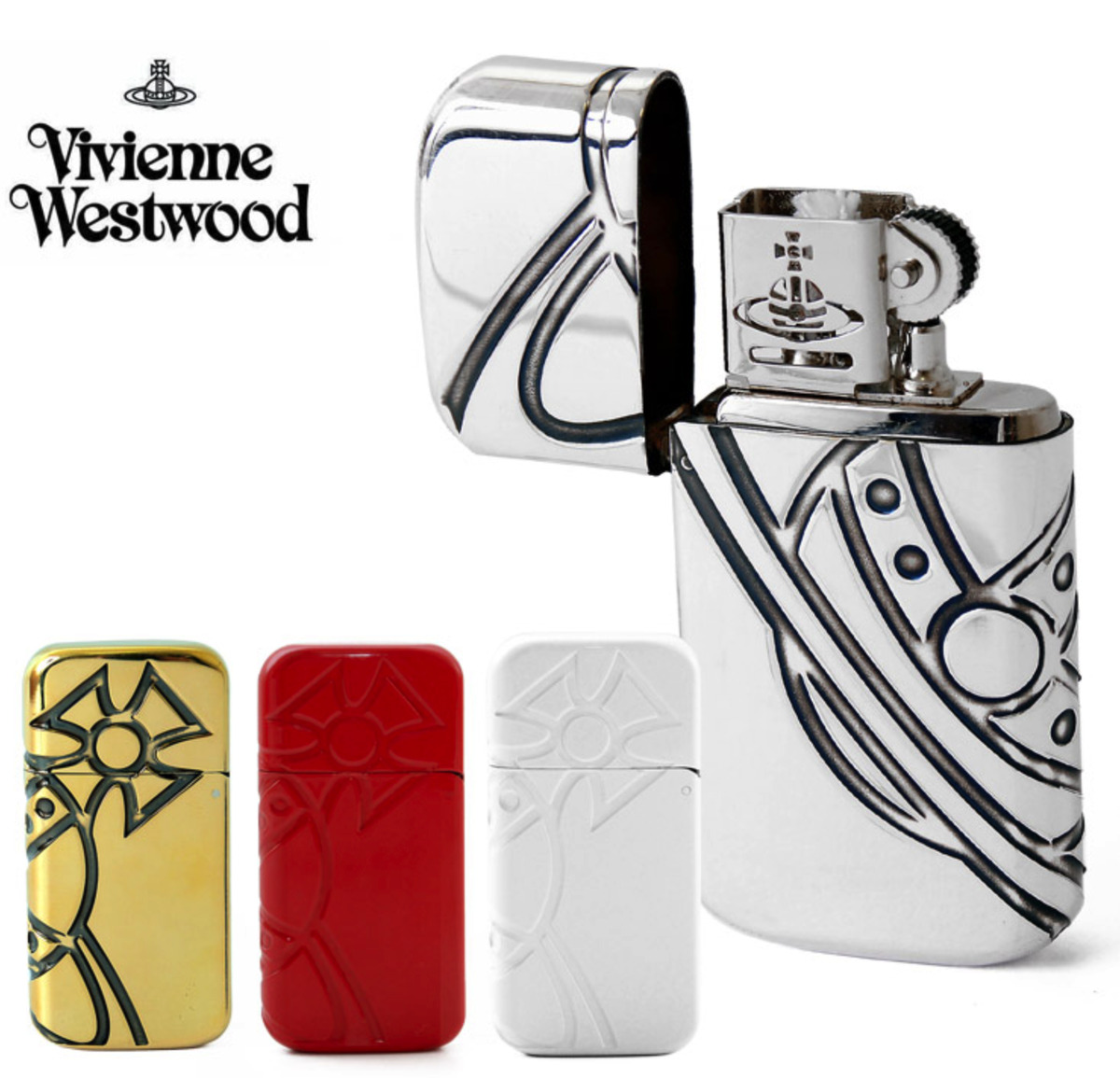 Vivienne Westwood Oil Lighter Red White Silver Gold From Japan FedEx NEW