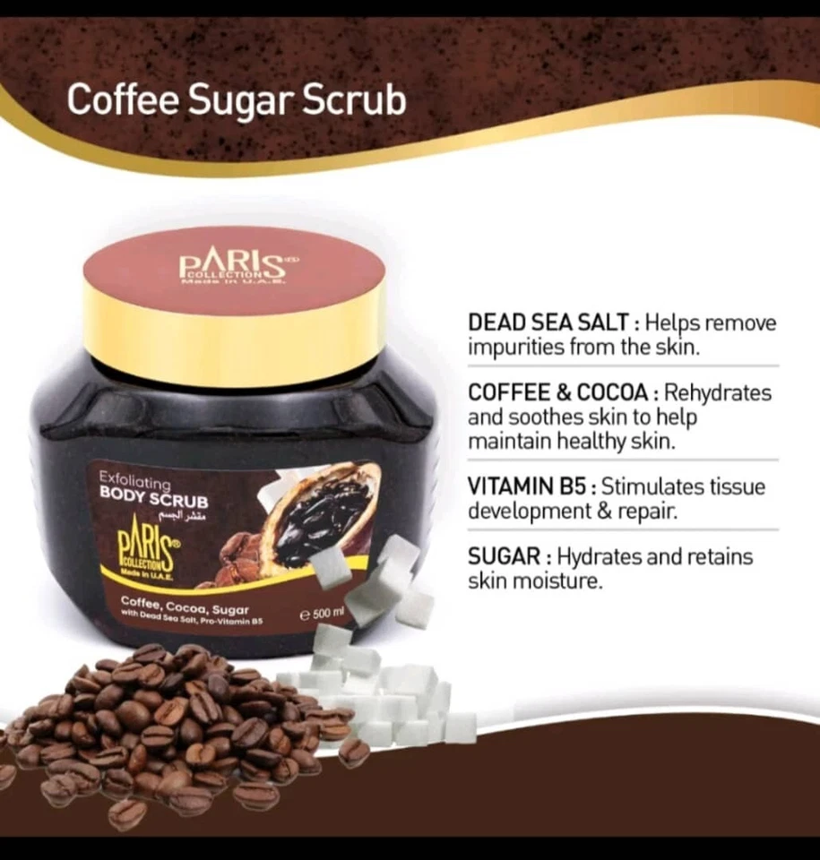 Paris Collection Revitalizing Coffee Cocoa Sugar Body Scrub 500ml - Image 3 of 4