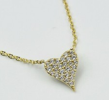 Women 925 Sterling Silver Cubic Zircon Heart Love Necklace 16-18" Valentine Gift