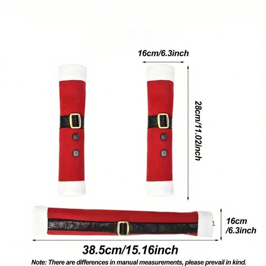 3pcs Christmas Refrigerator Handle Covers - Santa Theme Kitchen Decor - Image 4 of 4