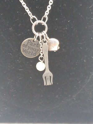 Disney LITTLE MERMAID Necklace Part Of Your World Dinglehopper Silver Tone  Charm
