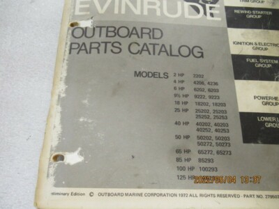 PM124 1973 Evinrude Outboard Preliminary Edition Parts Catalog