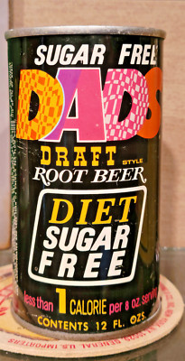 1969 DADS DRAFT ROOT BEER DIET SUGAR FREE STEEL SODA CAN ROCKFORD ILL PITCH IN