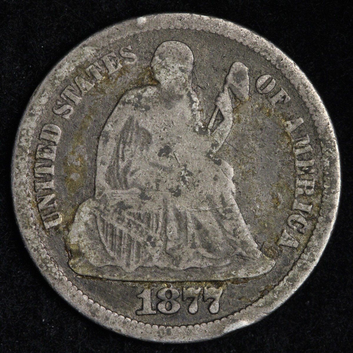 1877-CC Seated Liberty Silver Dime CHOICE FINE/VF E179 TKVNP | eBay