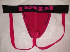 PAPI MENS UNDERWEAR JOCKSTRAPS COLOR DARK PINK W BLACK BAND SIZE MEDIUM M
