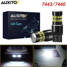 White Bright 7443 7440 LED Reverse Backup Light Bulbs 6000K Canbus Error Free US