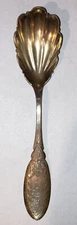 Antique William Faber & Sons Sterling Silver Sugar Spoon Shell Gold Wash Phila