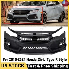 Type R Style Front Bumper Cover Kit For 2016-2021 Honda Civic Sedan Coupe New