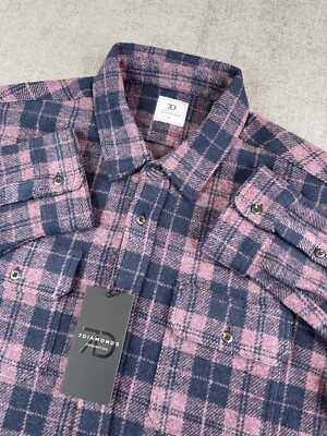 *NWT* 7 Diamonds Flannel Shirt Men (XL) Burgendy Plaid Generation Soft Button Up