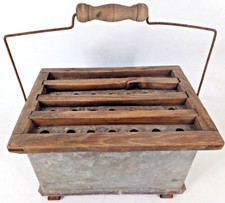 ANCIENNE CHAUFFERETTE EN BOIS ET TOLE CHAUFFE-LIT CHAUFFE-PIEDS