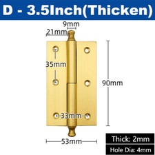Brass Door Butt Hinge Cabinet Cupboard Trinket Box Hinges 1/1.5/2/2.5/3/3.5 Inch