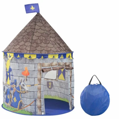 infactory Kinder-Spielzelt im Ritterburg-Look mit Tür & Fenster, Transporttasche