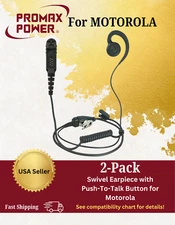 2x Two-Way Radio Earpiece with PTT Mic for Motorola XPR3300, XPR3500e, MTP3550