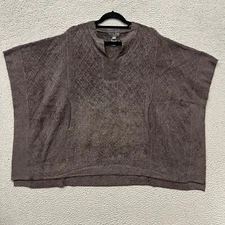 Barefoot Dreams Poncho Womens S/M Brown Cozychic Lite Split Neck Diamond