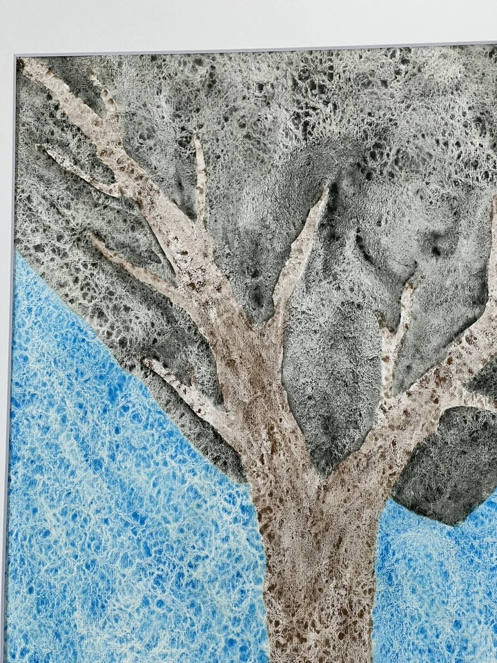 Modernist Abstract Tree Watercolor Painting 20x16” Matted Contemporary Art - Image 4 of 4