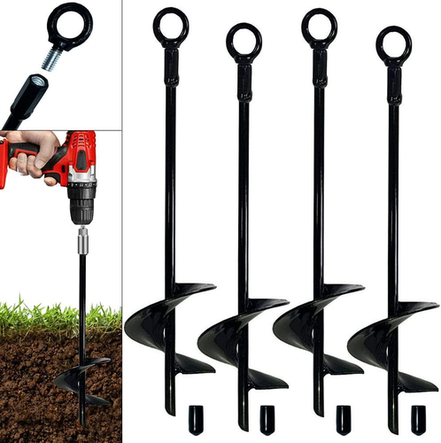 Ground Anchor 18 Inch Spiral Blade Earth Anchor 4 Pack Kit Heavy Duty Metal Anch - Picture 10 of 12