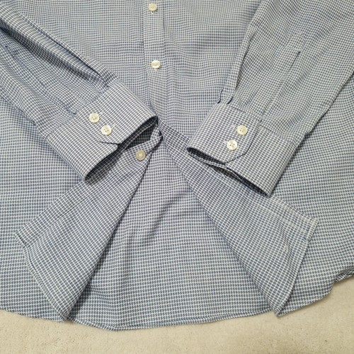 Charles Tyrwhitt Shirt Size M 16/34 Blue Houndstooth Extra Slim Fit Non Iron - Picture 7 of 9