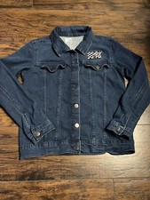 Girls MTV Denim Jacket - Blue Vintage Dark Blue XL 14/16 Checkered Logo Retro
