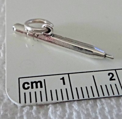 Sterling Silber 24x5mm Niedlich 3D Detail Tinten Stift oder Bleistift Charm! 
