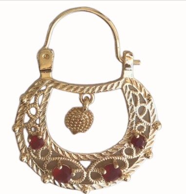 Boucles D'oreilles Style Savoyarde Enfant - Plaqué Or Et Cristal - Neuf Avec étiquettes