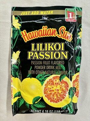 Hawaiian Sun Lilikoi Passion Fruit Powder Drink Mix 4.16 Oz. Bag x4
