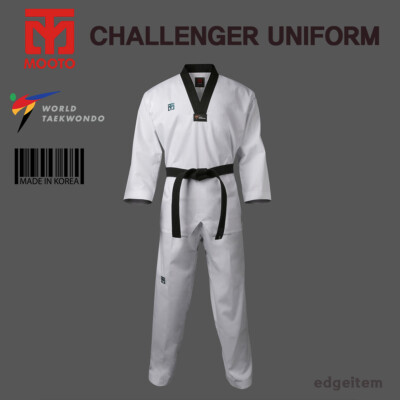 MOOTO Challenger Uniform with Black V-Neck WT (World Taekwondo) TKD Dobok