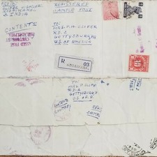 J) 1951 INDIA, NÚMERO, INDIA MULTADA EN CHINA, SELLOS MÚLTIPLES, REGISTRADOS, AIRMA
