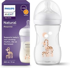 Philips Avent Natural Response Baby Milk Bottle 1 x 260ml 1m+ SCY903-66 -Giraffe