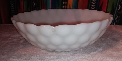 Vintage Anchor Hocking Bubble Milk Glass White Serving Bowl 8 1/4 
